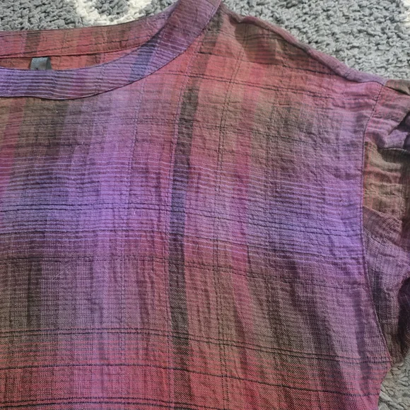LIVERPOOL Bubble Sleeve Red/Purple Plaid Blouse Size S - Picture 3 of 9